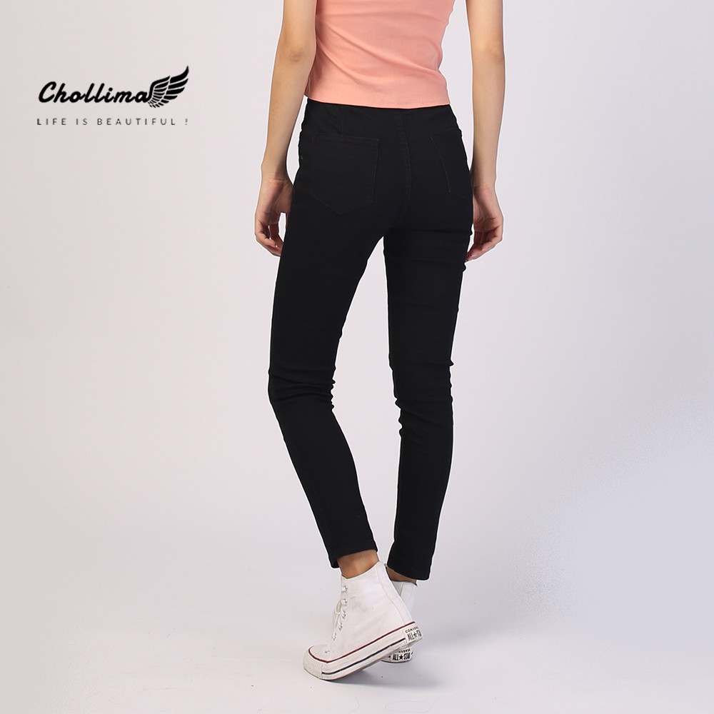 Quần jeans dài nữ co giãn Chollima trơn màu đen QD023 ulzzang phong cách hàn quốc