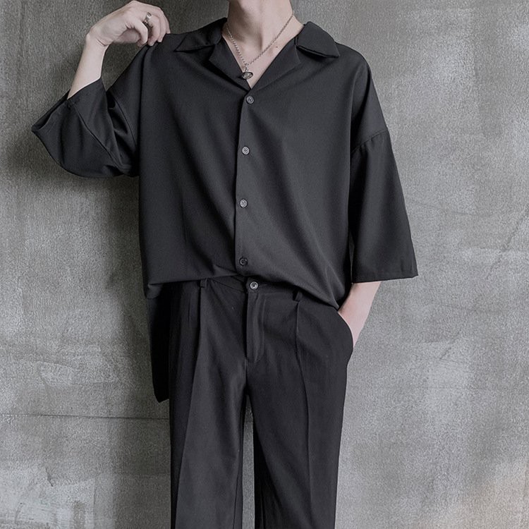 Áo Sơ Mi Trơn Cổ Vest Unisex 4 Màu- Style Hàn Quốc Asm12