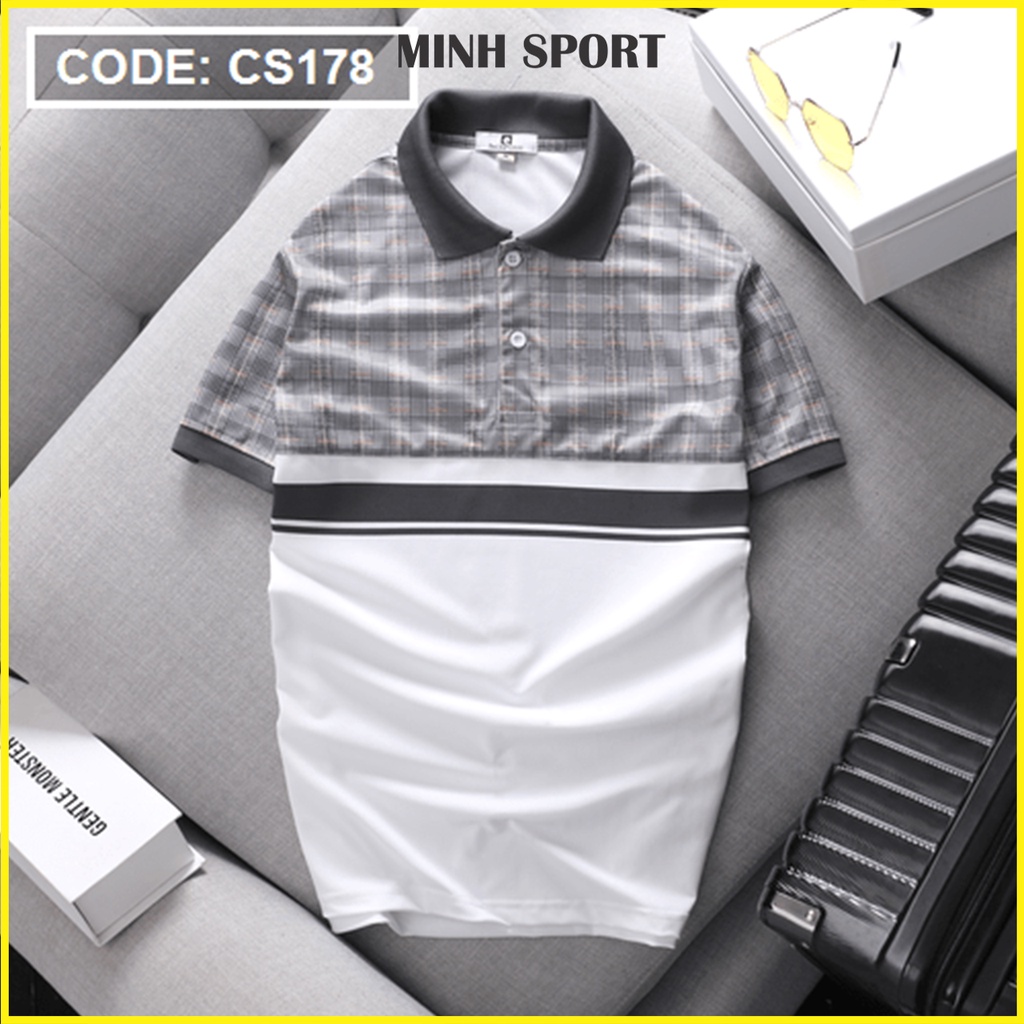 Áo Thun Polo Nam Ngắn Tay Cổ Bẻ Phối Sọc Ngang, Chất Vải Thun Cá Sấu Poly Thái Co Giãn, Thấm Hút Mồ Hôi mã AO.41