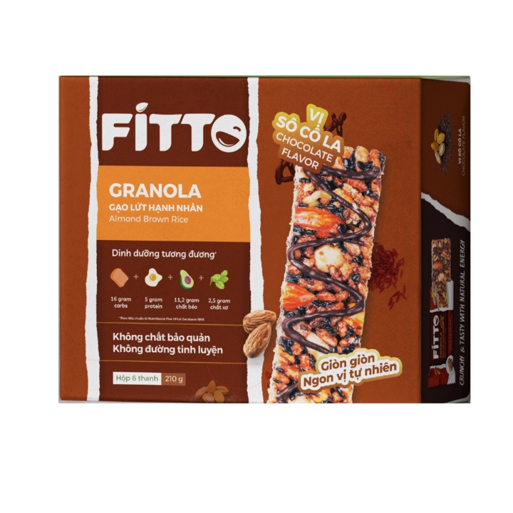 FITTO CHOCOLATE- HỘP 6 THANH ĂN KIÊNG GIẢM CÂN-TIỂU ĐƯỜNG-ĂN CHAY