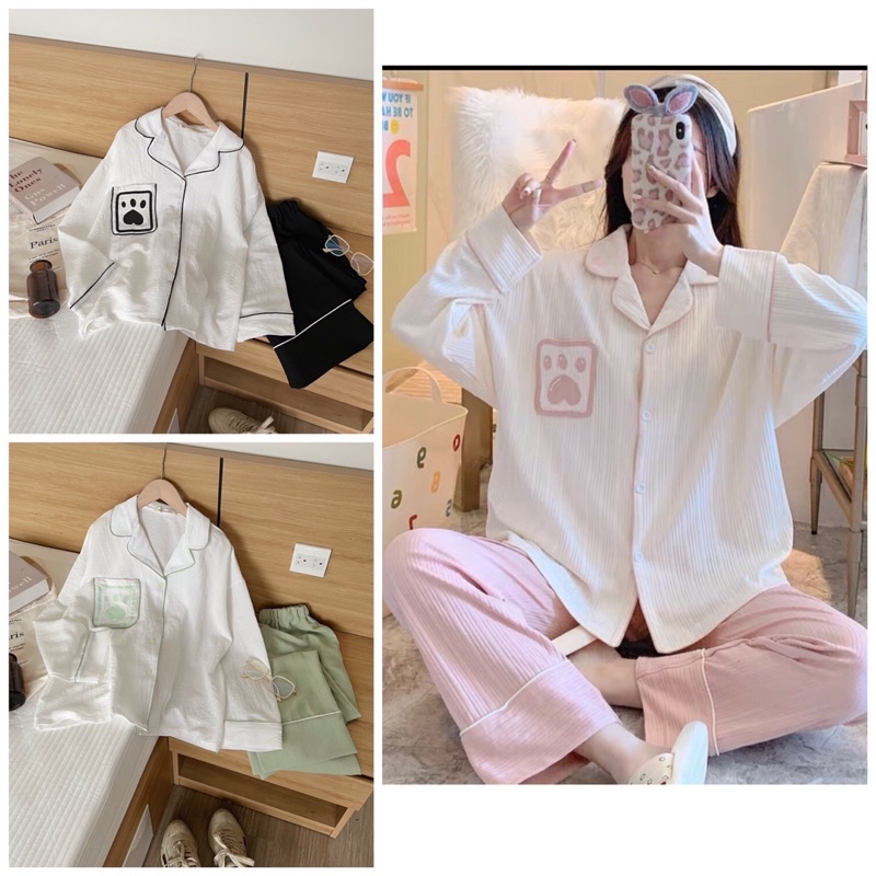 Bộ quần áo mặc nhà dài tay thu đông