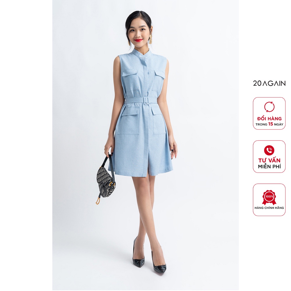 [Mã WABR0101 giảm 10% đơn 99K] Đầm xòe tay ngắn túi ốp 20AGAIN, hàng thiết kế thanh lịch, năng động DXA1106
