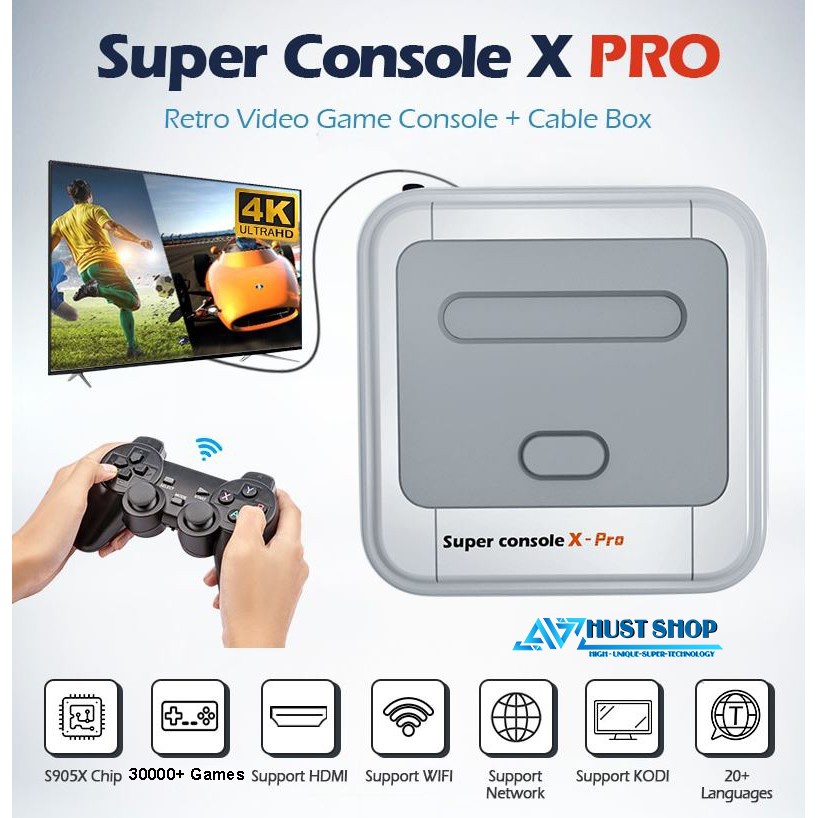 FULL HD Hệ Điều Hành Android 7.1Máy Chơi Game Super Console X Pro Tích Hợp 30000+ Games PSP/PS1/N64/Dreamcast..