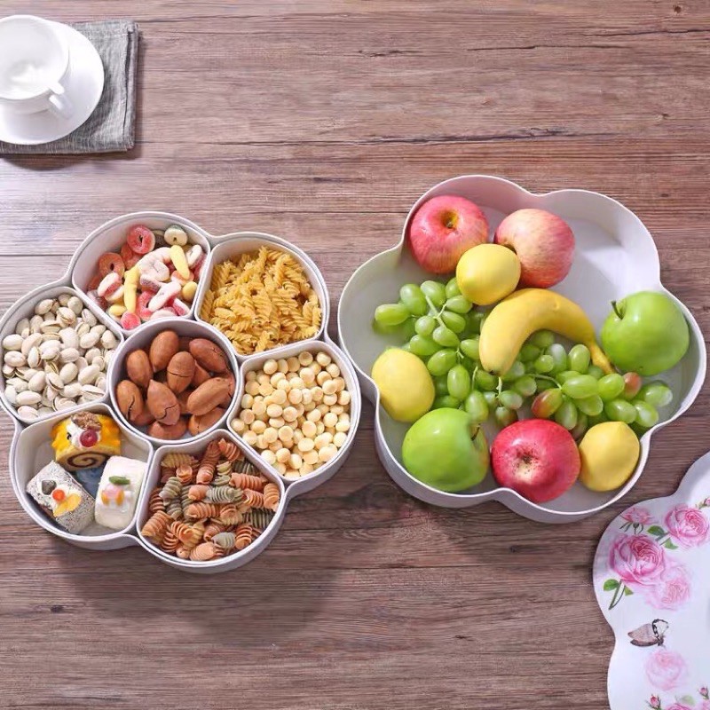 FREESHIP ĐƠN 50K_Khay mứt lúa mạch 7 ngăn hình 6 cánh hoa cao cấp