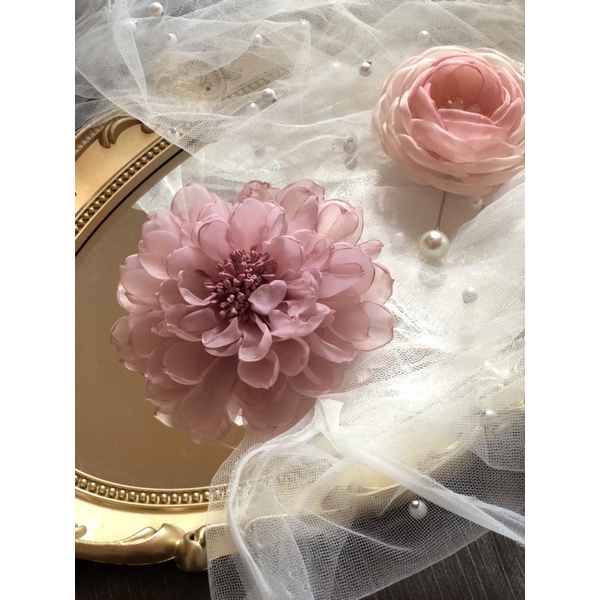 Hoa cài áo handmade cao cấp- Hoa voan tơ 10cm- Nhiều màu