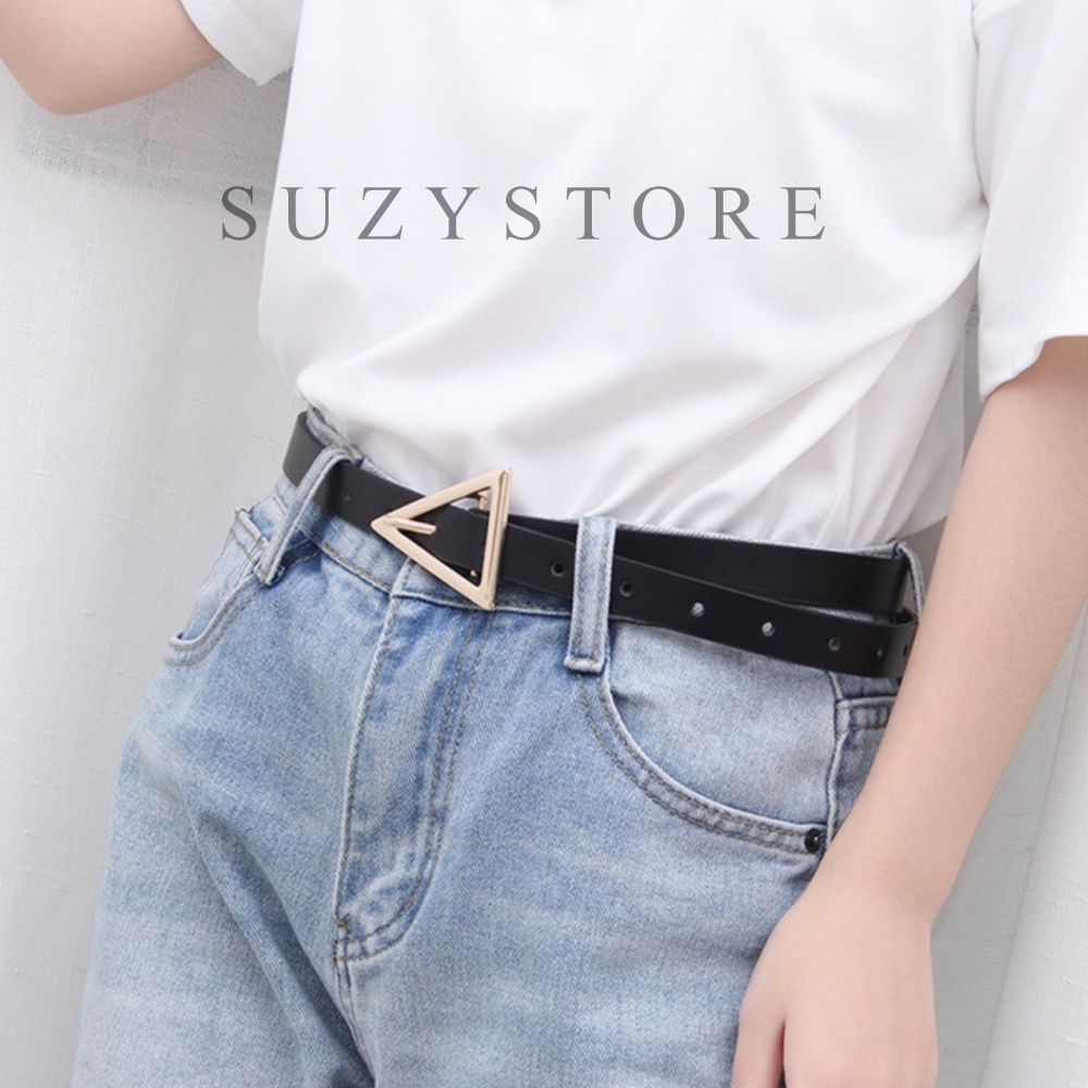 Đai váy TAM GIÁC size 1.1cm nhỏ xinh suzy store - Đai thắt lưng nịt váy da nhỏ mặt tam giác vàng có đục lỗ TLSU4