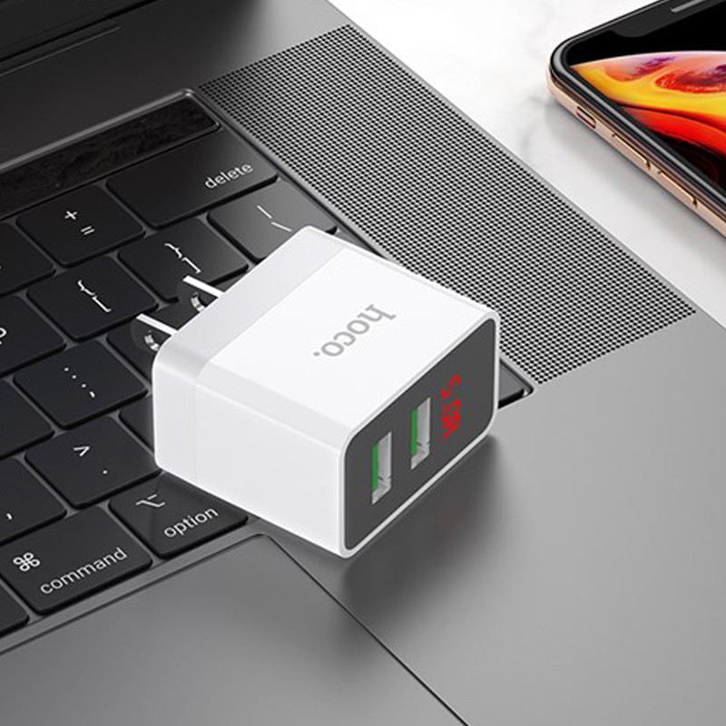 Cóc sạc nhanh Hoco DC28 2 cổng USB -Dành cho mọi thiết bị