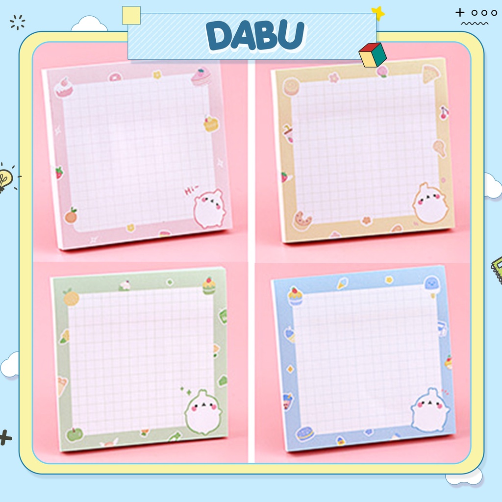 Giấy note ghi chú Dabu 80 tờ hình vuông caro gấu thỏ nhiều mẫu dễ thương