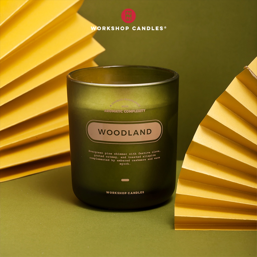 Nến thơm Woodland Workshop Candles H&amp;H Home 8.8oz hương gỗ ấm áp