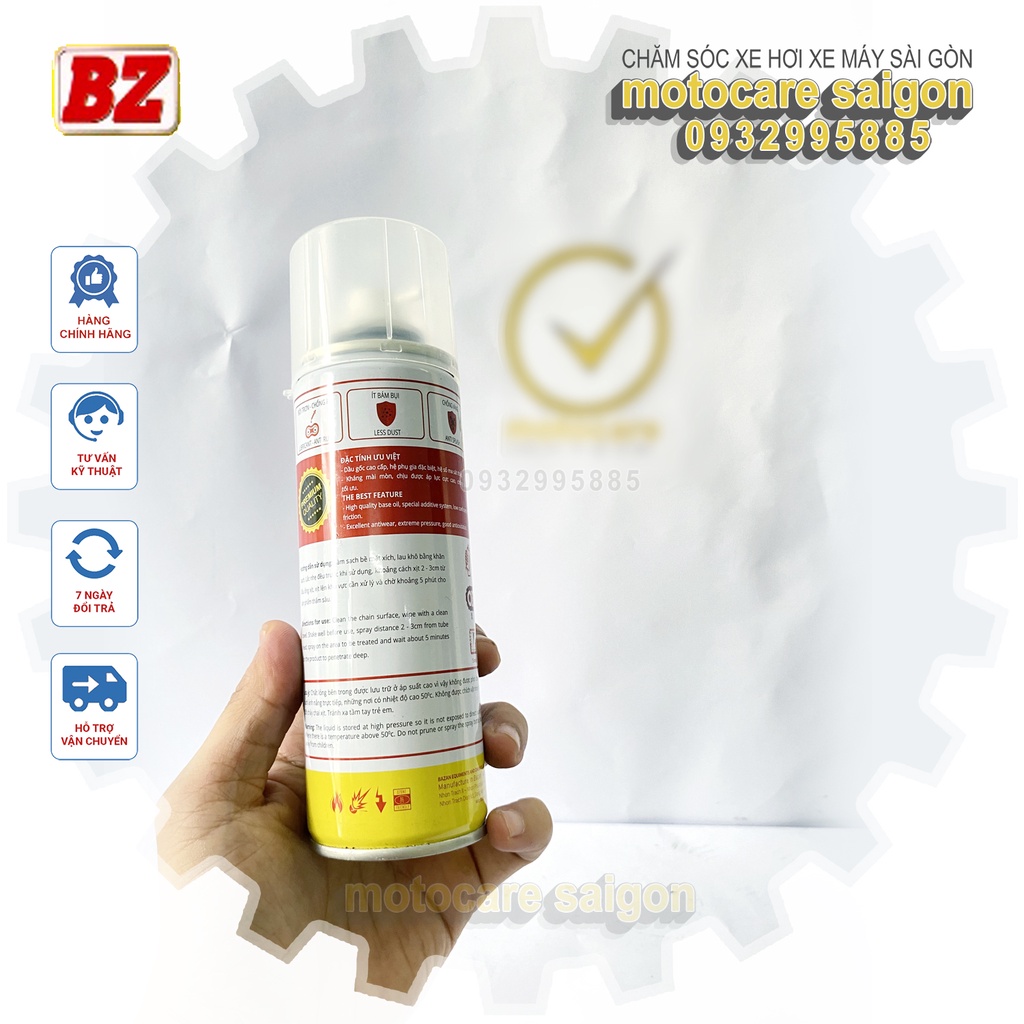 Dưỡng sên Cao Cấp BZ PREMIUM MINI SIZE 200ml không văng cho mọi loại xe