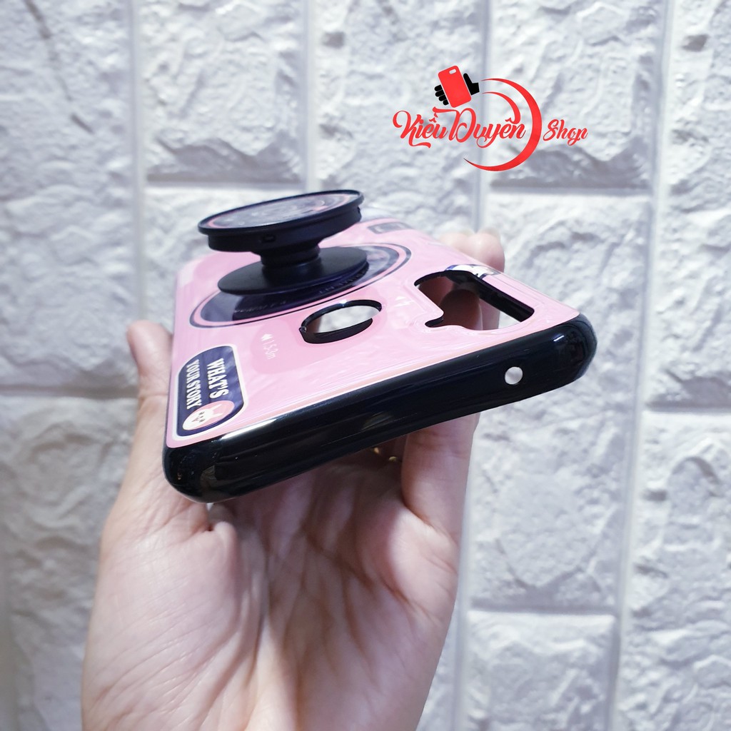 Ốp lưng Realme 5 Pro hình máy ảnh kèm giá đỡ và dây đeo