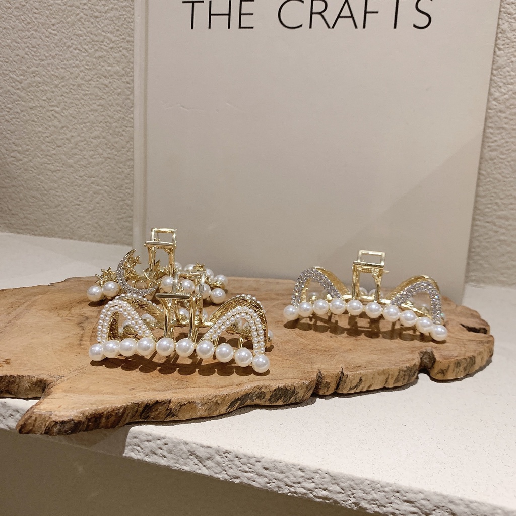 Kẹp tóc kim loại đính đá phong cách Hàn Quốc - Kẹp càng cua loại nhỏ A6040