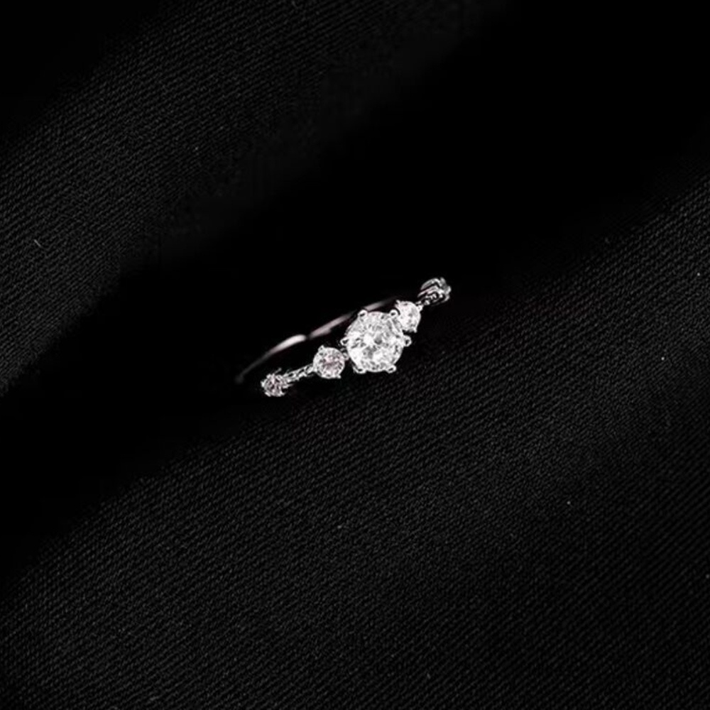 Nhẫn Đính Hôn Nữ Mặt Đá Zircon Trắng Thanh Lịch Hợp Thời Trang