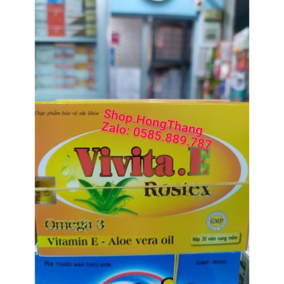 Viên uống Vivita. E bổ sung vitamin e cho da,  kèm tinh chất nha đam, đẹp da, sáng da mờ thâm hộp 30 viên