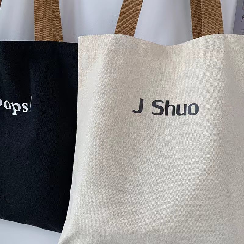 Túi Xách Đeo Vai Chất Liệu Canvas In Chữ Đơn Giản Thời Trang Dành Cho Nữ