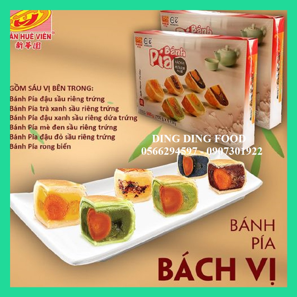 Bánh Pía Bách Vị Tân Huê Viên 900g [ 1 HỘP 6 BÁNH 6 VỊ ]| Bánh Pía Tân Huê Viên| Ăn Vặt| Sóc Trăng - DING DING FOOD