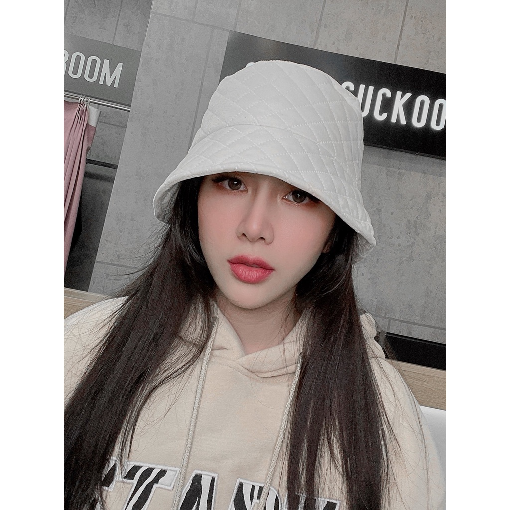 Mũ Bucket Nhung Trần Chỉ Hình Trám Siều Mềm Mịn Có Dây Điều Chỉnh Mũ - Mã Số: MBK26053