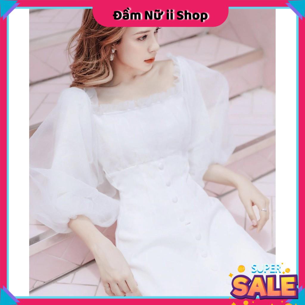 Đầm dự tiệc trễ vai nút bọc phối xốp | BigBuy360 - bigbuy360.vn