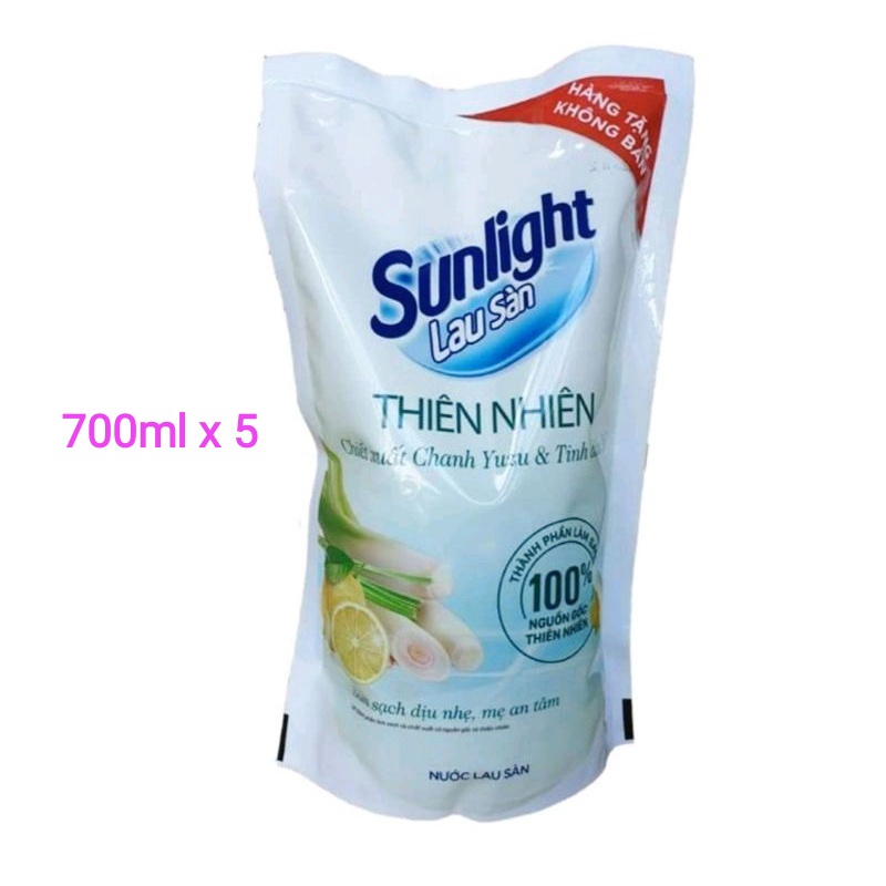Combo 5 túi nước lau sàn Sunlight 700g hương chanh yuzu và sả