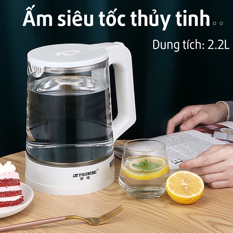 ẤM SIÊU TỐC THỦY TINH BÌNH ĐUN NƯỚC SÔI NHANH CÔNG SUẤT LỚN 1500W DỄ DÀNG VỆ SINH KHÔNG ĐỂ LẠI CẶN vt160
