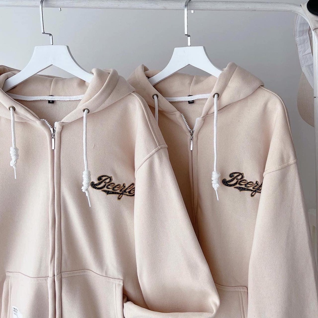 Áo Khoác Nỉ nữ Beerf Unisex Liền Mũ Có Túi y Hình thiết kế nhẹ nhàng chống nắng tốt cho phái đẹp