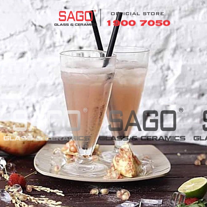 Hộp 06 Ly Alaska Soda Sọc Đế Bằng 300ml