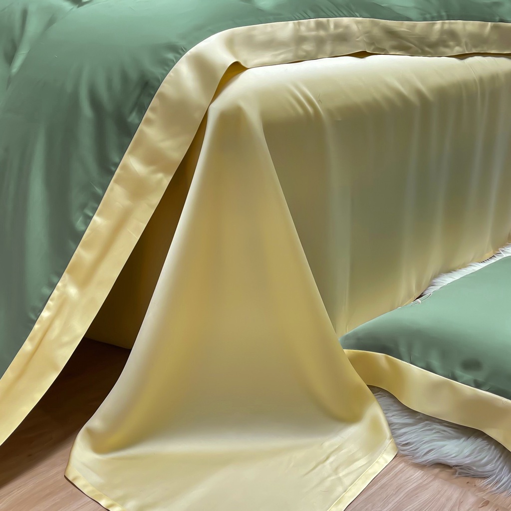 Bộ Chăn Ga Gối Lụa Tencel Cao Cấp Sang Xịn Mịn Mát Gồm Chăn Drap Gối Sét 4 Món - Nhập Khẩu Chính Hãng