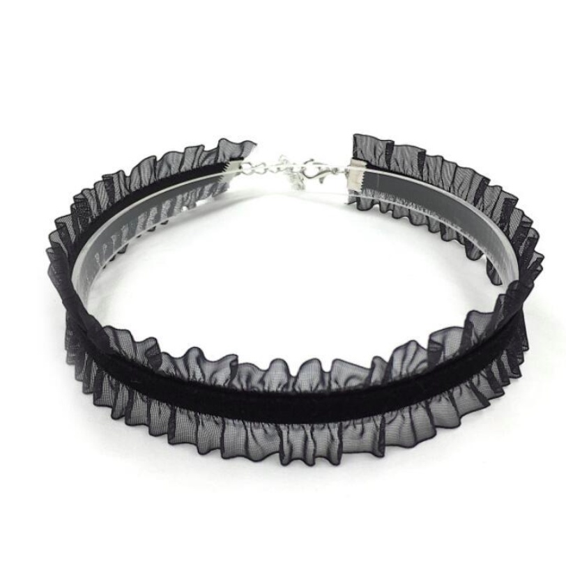 Vòng cổ dây chuyền choker vải ren co giãn phong cách cá tính dành cho nữ
