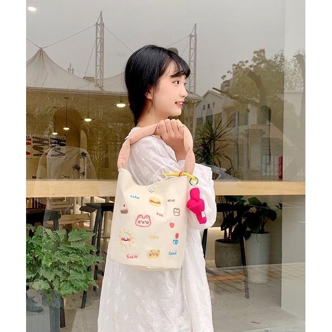 Túi xách ENVIROSAX bằng canvas thêu họa tiết đẹp mắt dùng đựng hộp cơm trưa