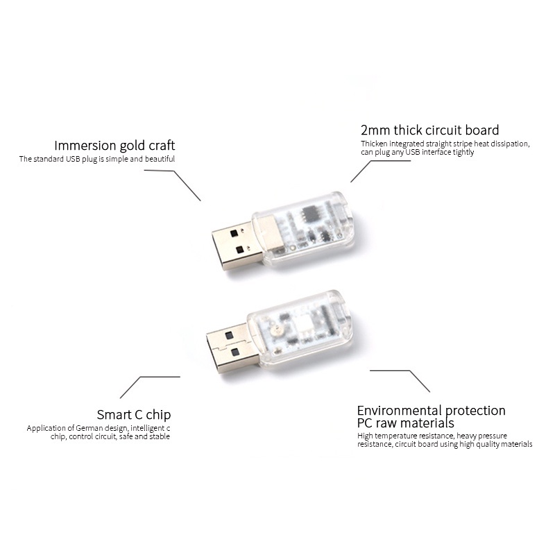 Mini RGB LED USB Xe hơi Nội thất Đèn neon Khí quyển Phụ kiện ánh sáng xung quanh