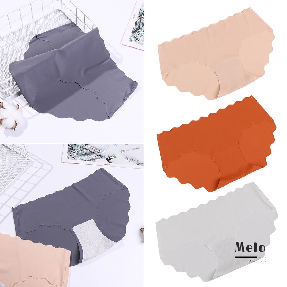 Quần Lót Không Đường May Lưng Thấp Bằng Lụa Satin Màu Trơn Thời Trang Cho Nữ