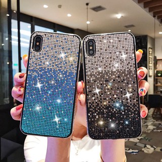 Ốp điện thoại đính hạt lấp lánh màu sắc gradient sang trọng cho iPhone 11 Pro Max X Xr Xs Max 6S 7 8 Plus