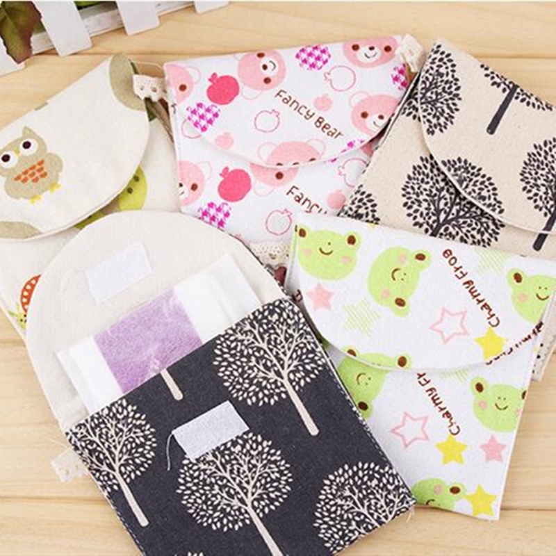 Set 5 Túi Đựng Băng Vệ Sinh Chất Liệu Cotton Cao Cấp