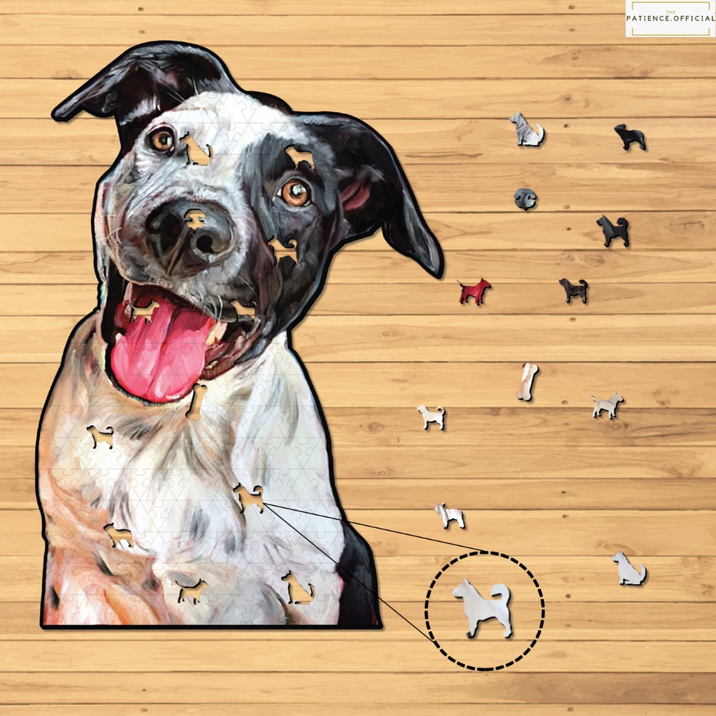 Tranh ghép hình gỗ 3D puzzle - Bộ đồ chơi xếp hình - Con chó lè lưỡi Tặng hộp đựng cao cấp - dog 1
