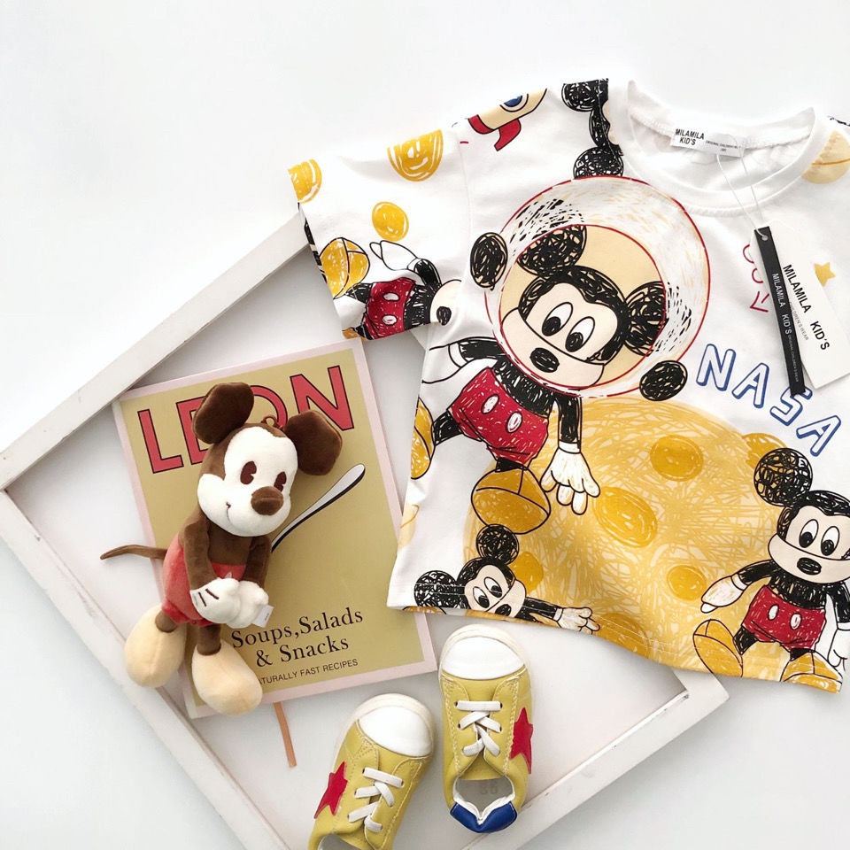 Áo Thun Ngắn Tay In Họa Tiết Hoạt Hình Đáng Yêu Cho Bé Trai Gái Kiểu Hàn Quốc