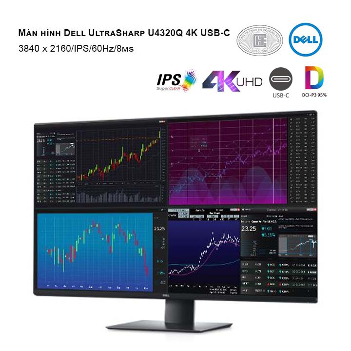 Màn hình Dell UltraSharp U4320Q 4K USB-C (3840 x 2160/IPS/60Hz/8 ms) - Hàng Chính Hãng | WebRaoVat - webraovat.net.vn