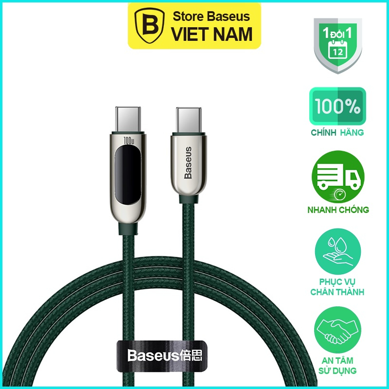 Cáp sạc nhanh C to C 100W Baseus Display Fast Charging Data Cable| Bảo hành chính hãng 12 tháng
