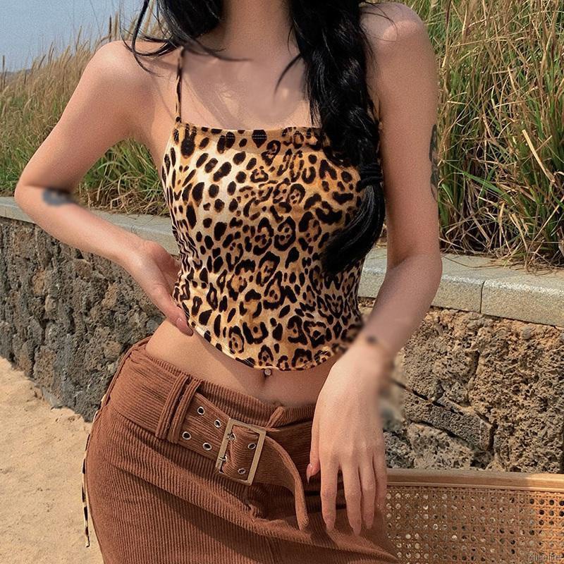 Áo Hai Dây Hở Lưng Hoạ Tiết Da Báo Cá Tính Quyến Rũ Cho Phụ Nữ