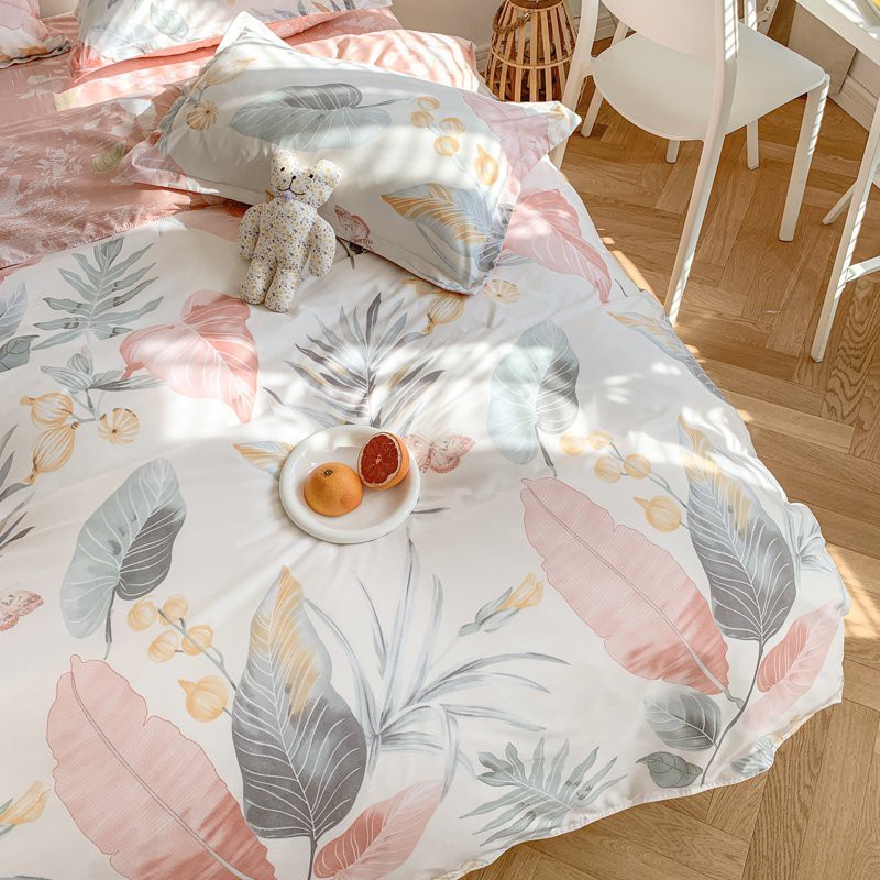 Bộ chăn ga gối Cotton Poly Hoa bằng lăng Minh Nhật - Hàng nhập khẩu cao cấp