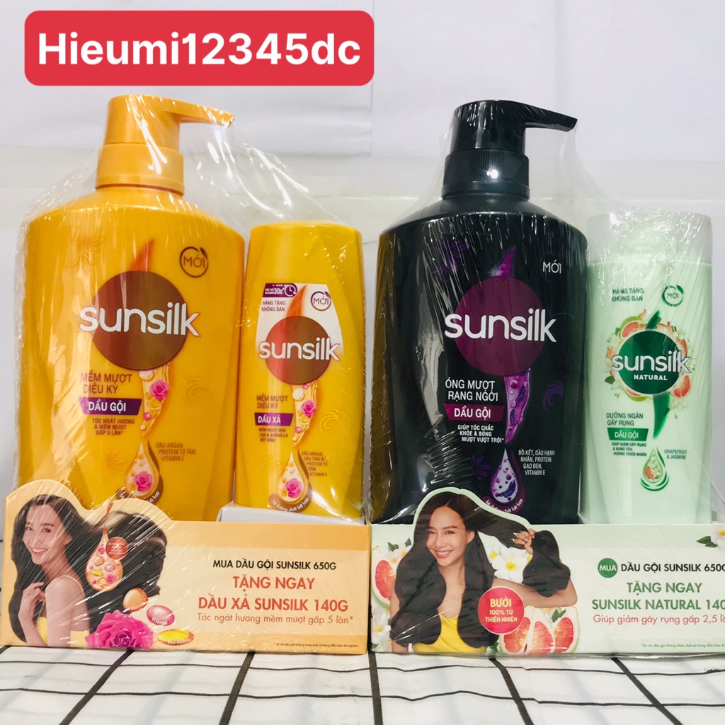 DẦU GỘI ĐẦU SUNSILK MỀM MƯỢT DIỆU KỲ 650ML TẶNG KÈM DẦU GỘI 140G