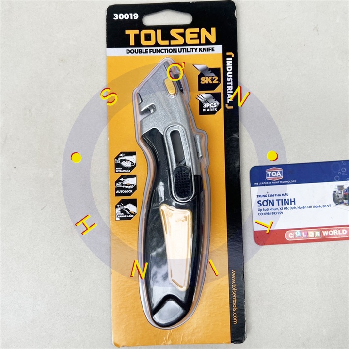 Dao Rọc Giấy Kèm 3 Lưỡi Thép SK2 Utility Knife TOLSEN 30019
