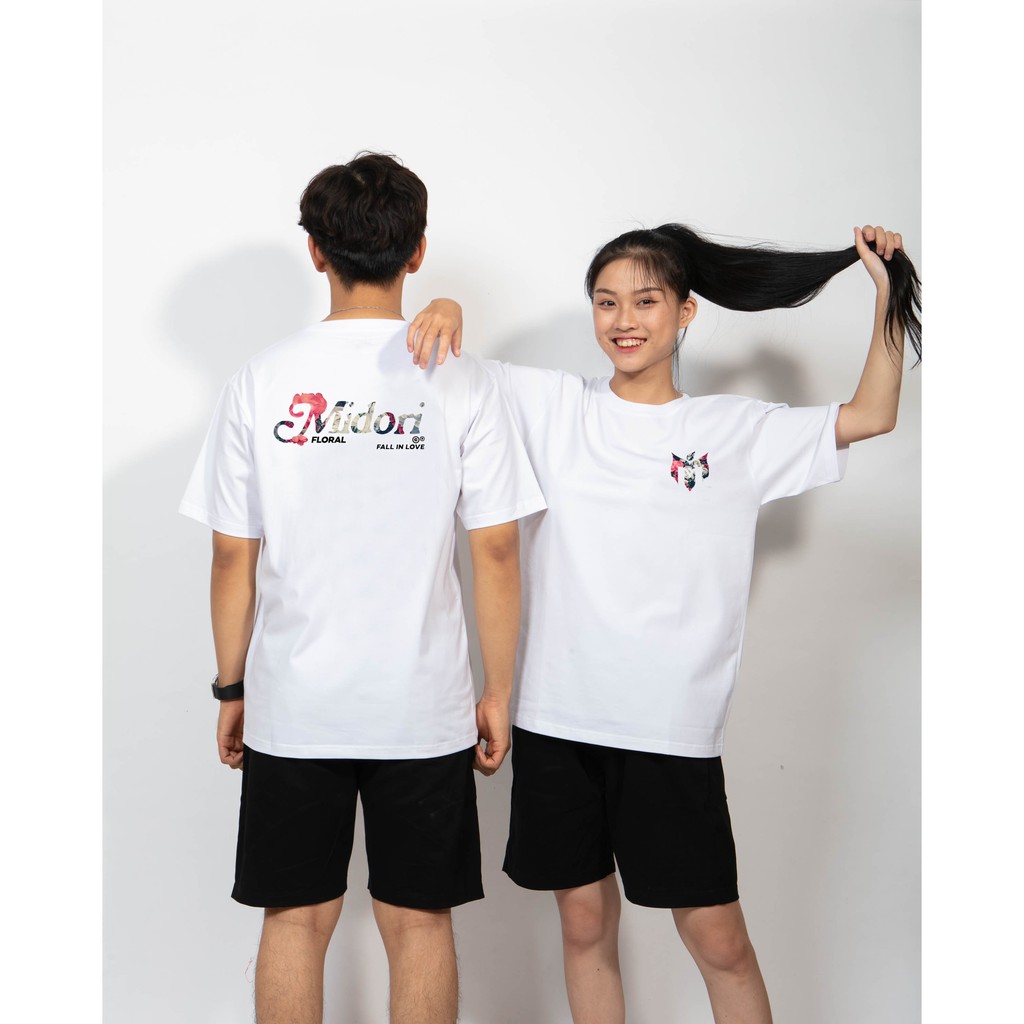Áo thun unisex form rộng tay lỡ Phông Nam Nữ Midori lồng hoa Local Brand Mi Midori