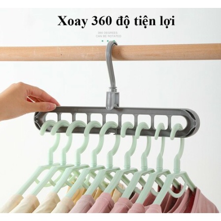 Móc phơi đồ, Móc treo quần áo 9 lỗ thông minh xoay 360 độ tiết kiệm không gian