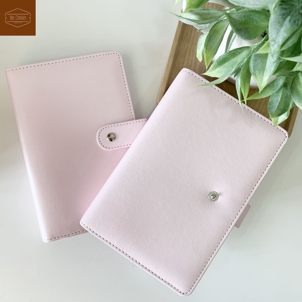 Sổ da PU Planner size A6 nắp gài bấm mạ