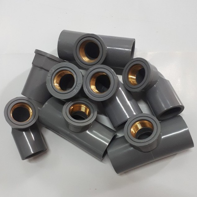 Cút,góc vuông tê PVC ren đồng ống phi 27