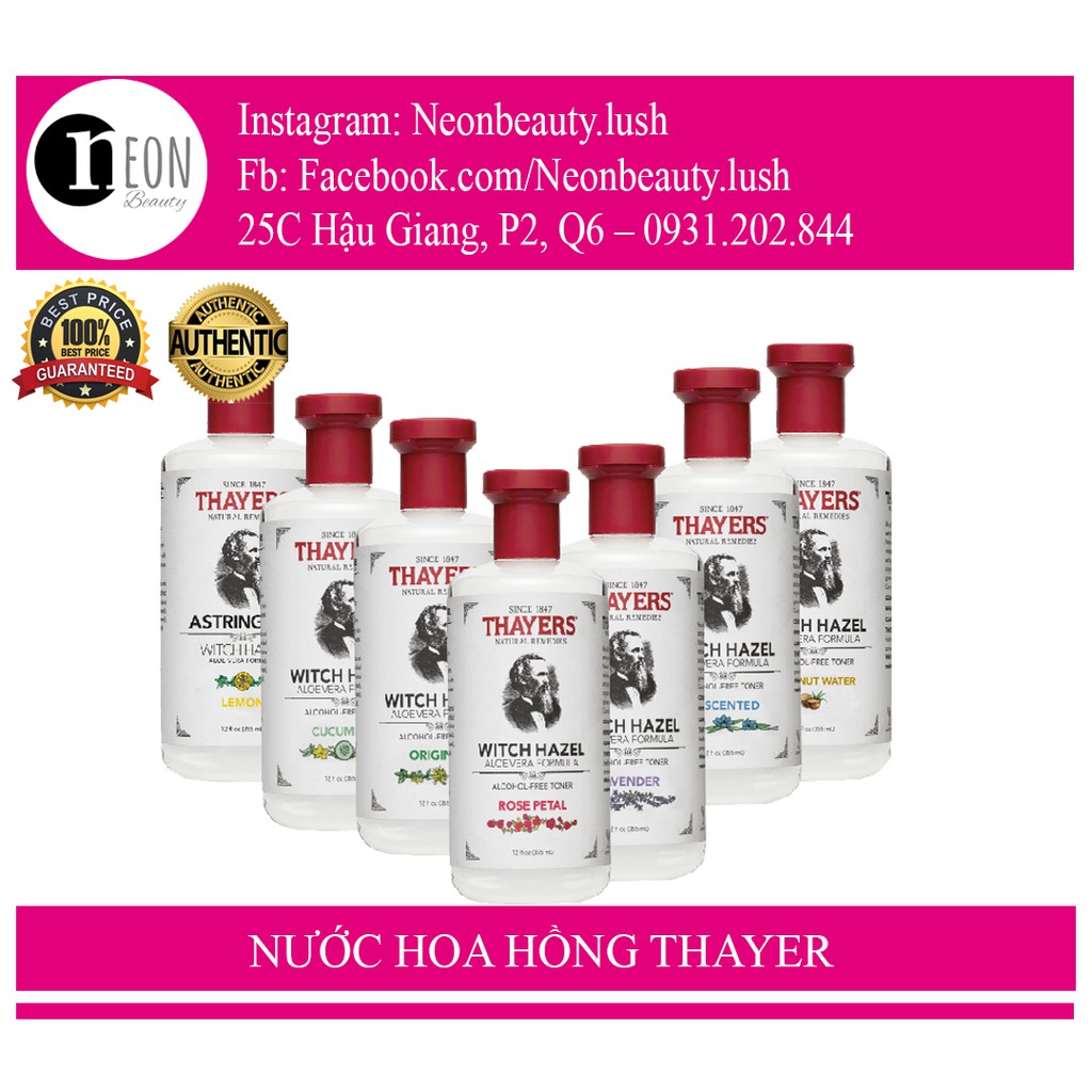 (Hàng công ty - có tem phụ )Nước Hoa Hồng se khít lỗ chân lông Thayers Witch Hazel Toner