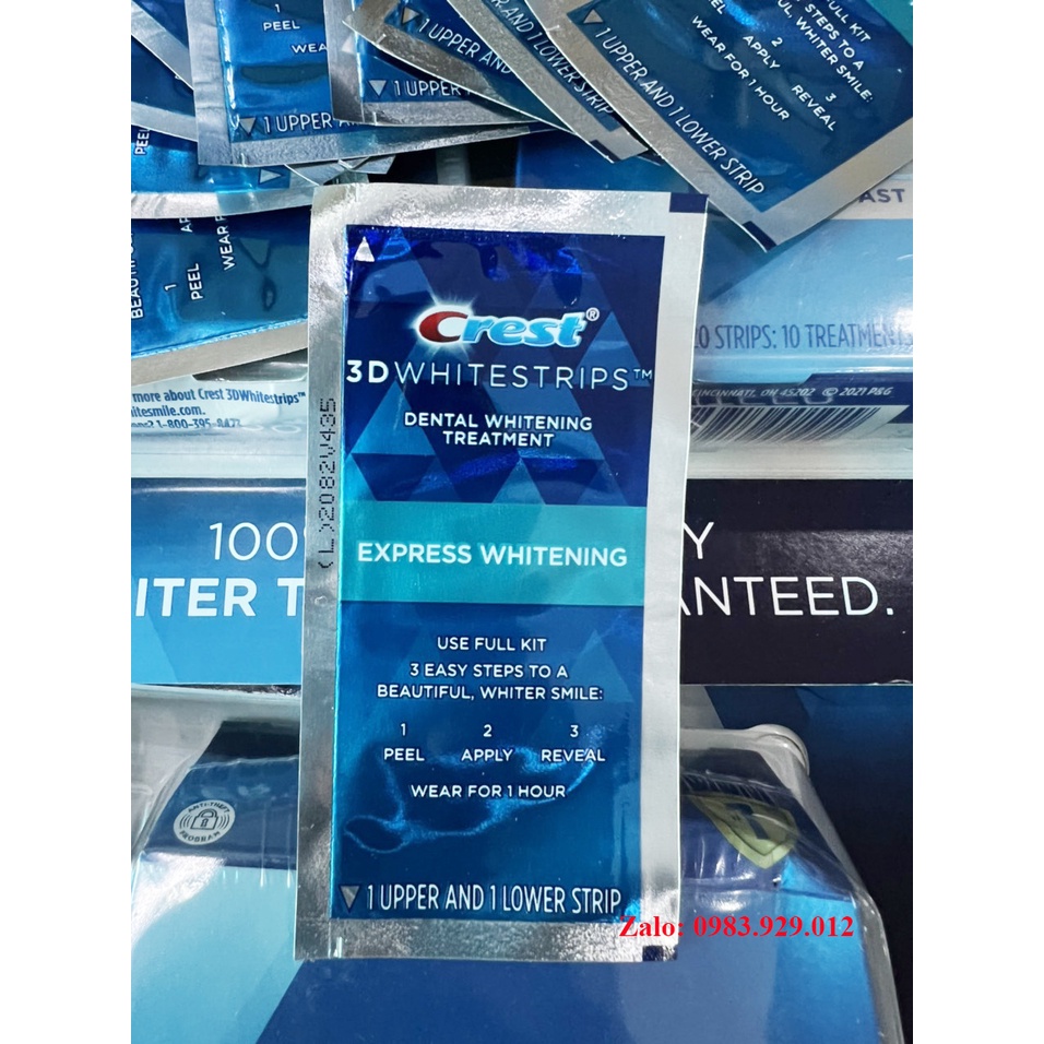 Miếng dán trắng răng 1 Hour 3D Whitestrips Crest Express Whitening