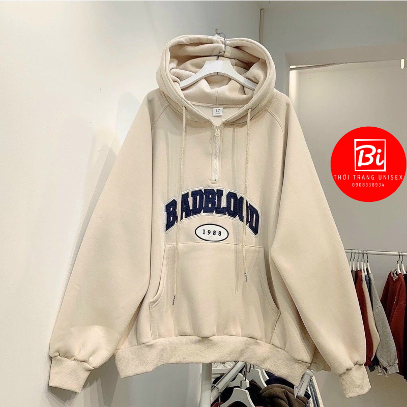 Áo Khoác Hoodie Khoá Zip Thêu BADBLOOD 1988_Chất Nỉ Ngoại Bông Loại 1 Dày Dặn Không Xù Lông Nón May 2 Lớp Rộng Trùm Đầu