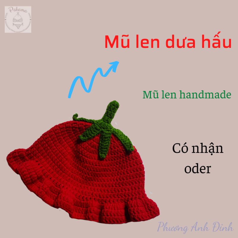 Mũ len hình cho bé - mũ len quả cà chua - mũ len handmade