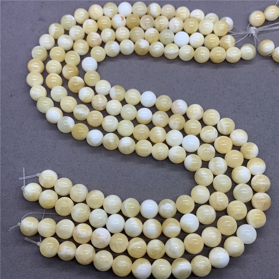 Chuỗi Hạt Đá Tròn Tự Nhiên 4-12mm Màu Be / Trắng